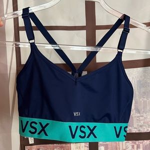 SOLD Victoria’s Secret Blue Sports Bra Size Small (Small flaw)